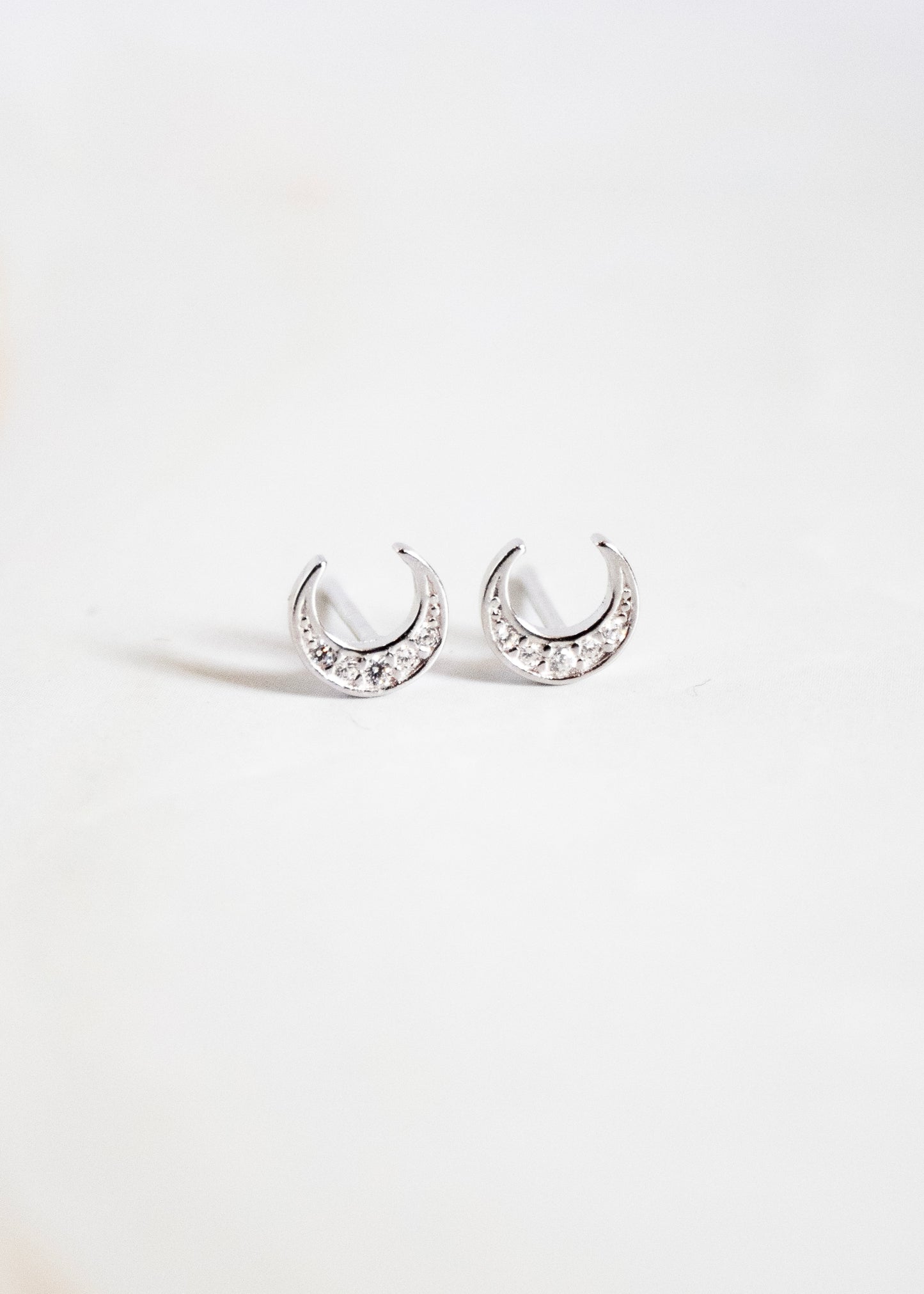 Sparkle Moons Silver Post Earrings