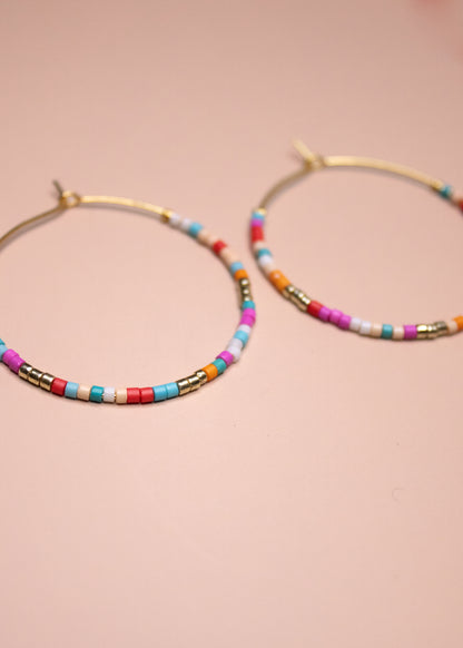 Beaded Summer Hoop in Multi