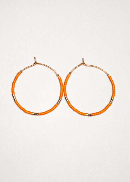 Beaded Summer Hoop in Orange