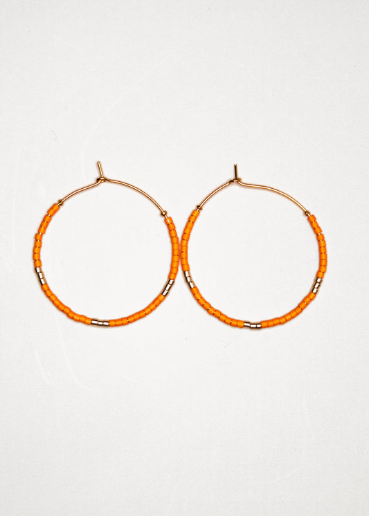 Beaded Summer Hoop in Orange