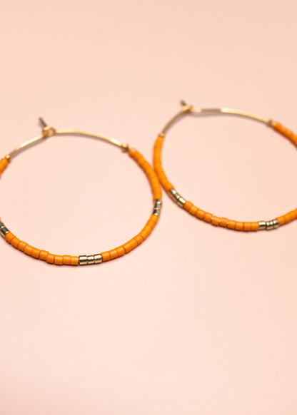 Beaded Summer Hoop in Orange