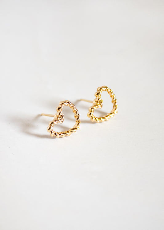 Braided Heart Post Earrings