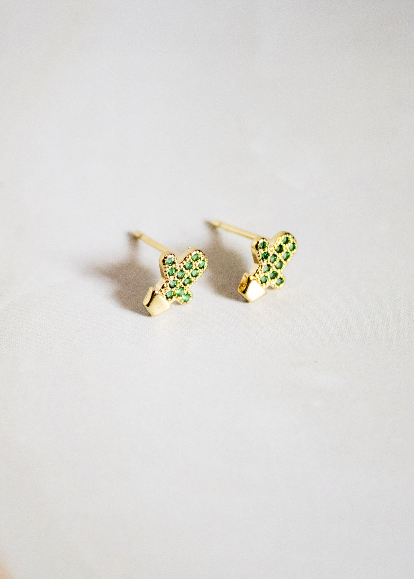 Green Cactus Post Earrings