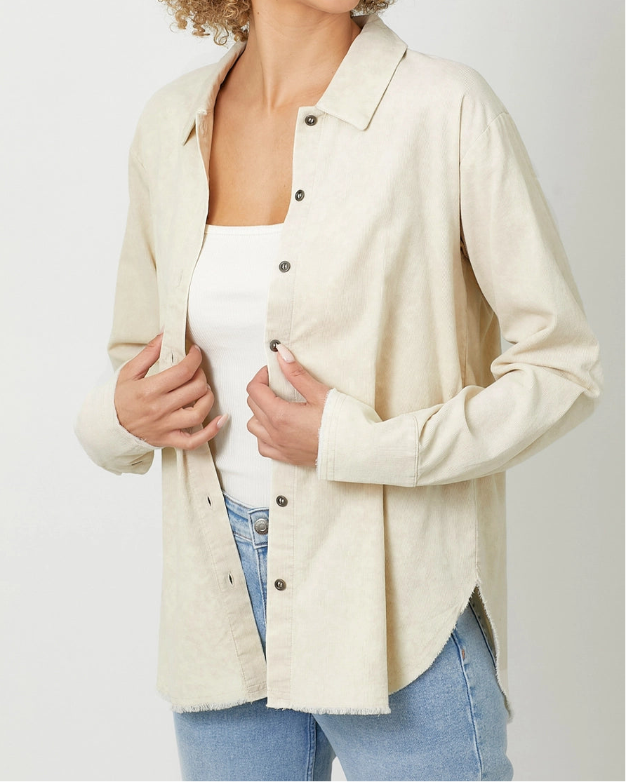 Washed Corduroy Shirt in Oatmeal