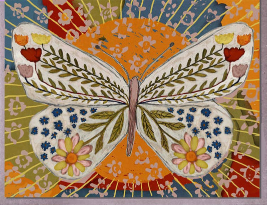 Colorful Butterfly Flowers Card