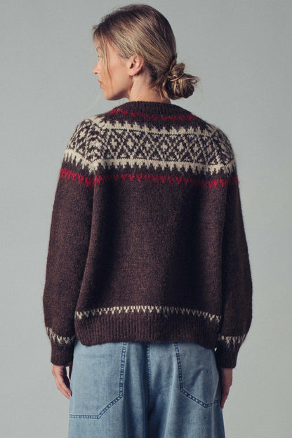 Nordic Toggle Cardigan in Brown