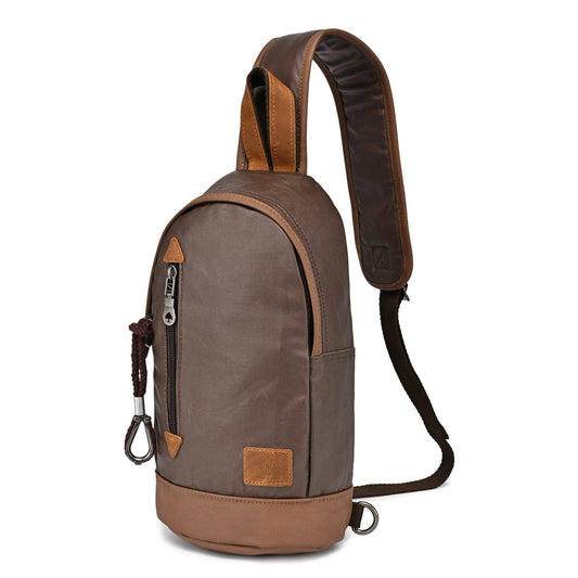 Coated Canvas Sling Bag in Brown