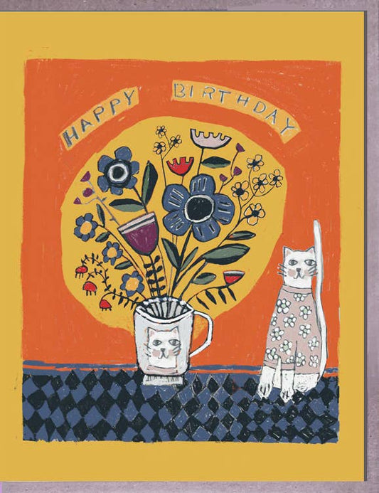 Cat + Cup Birthday Card