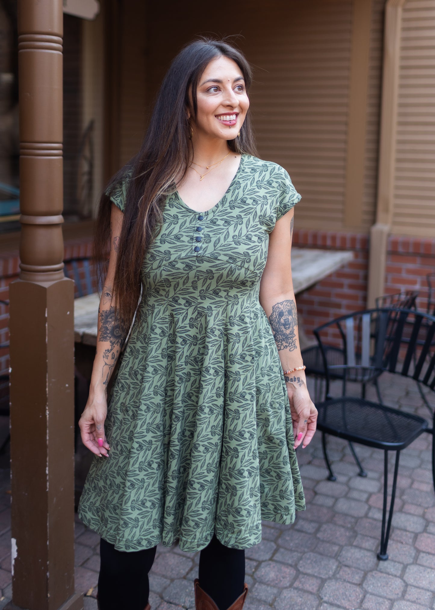 Besi Dress in Olive Print | Effie's Heart