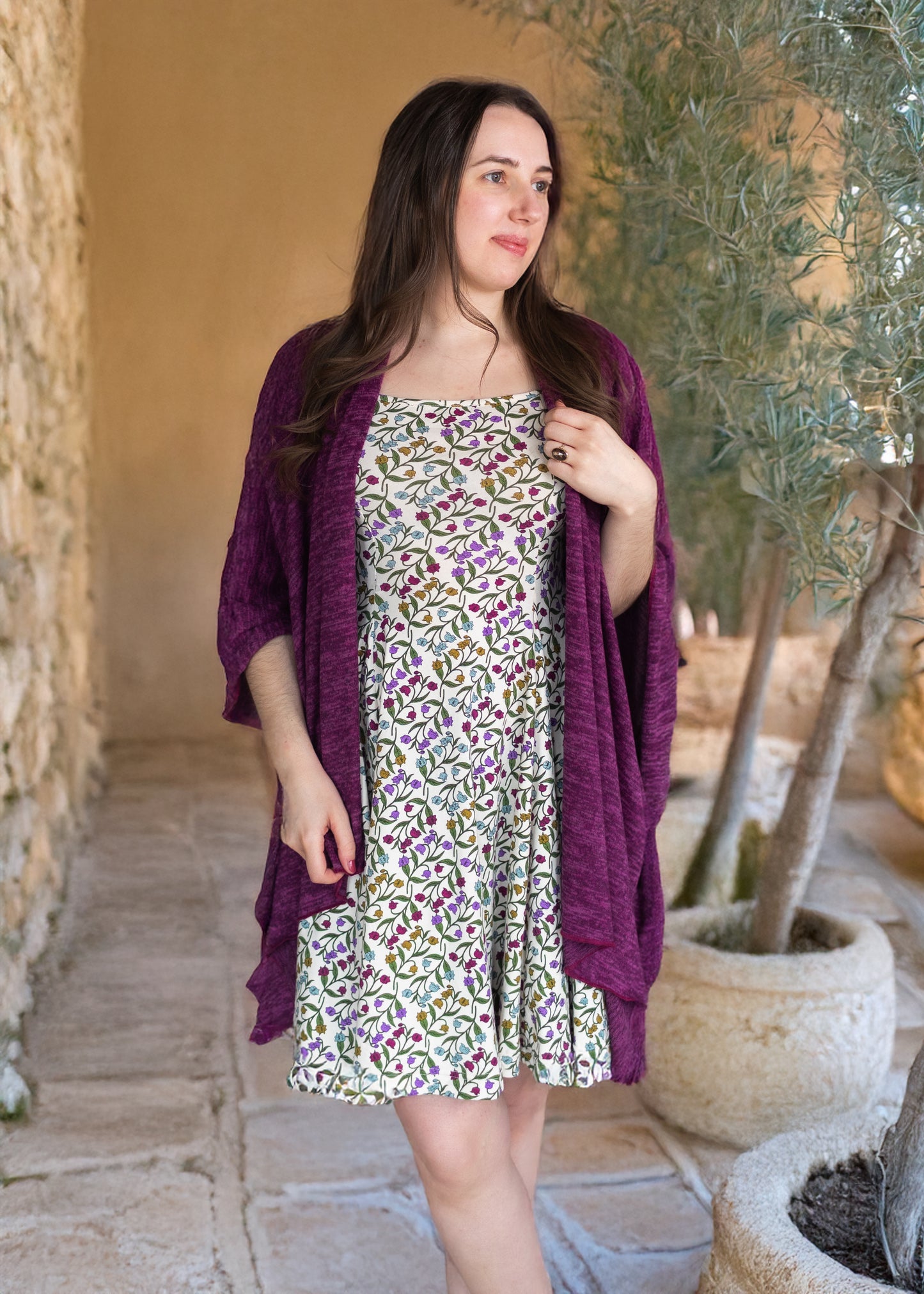 Heather Jersey Wrap in Berry