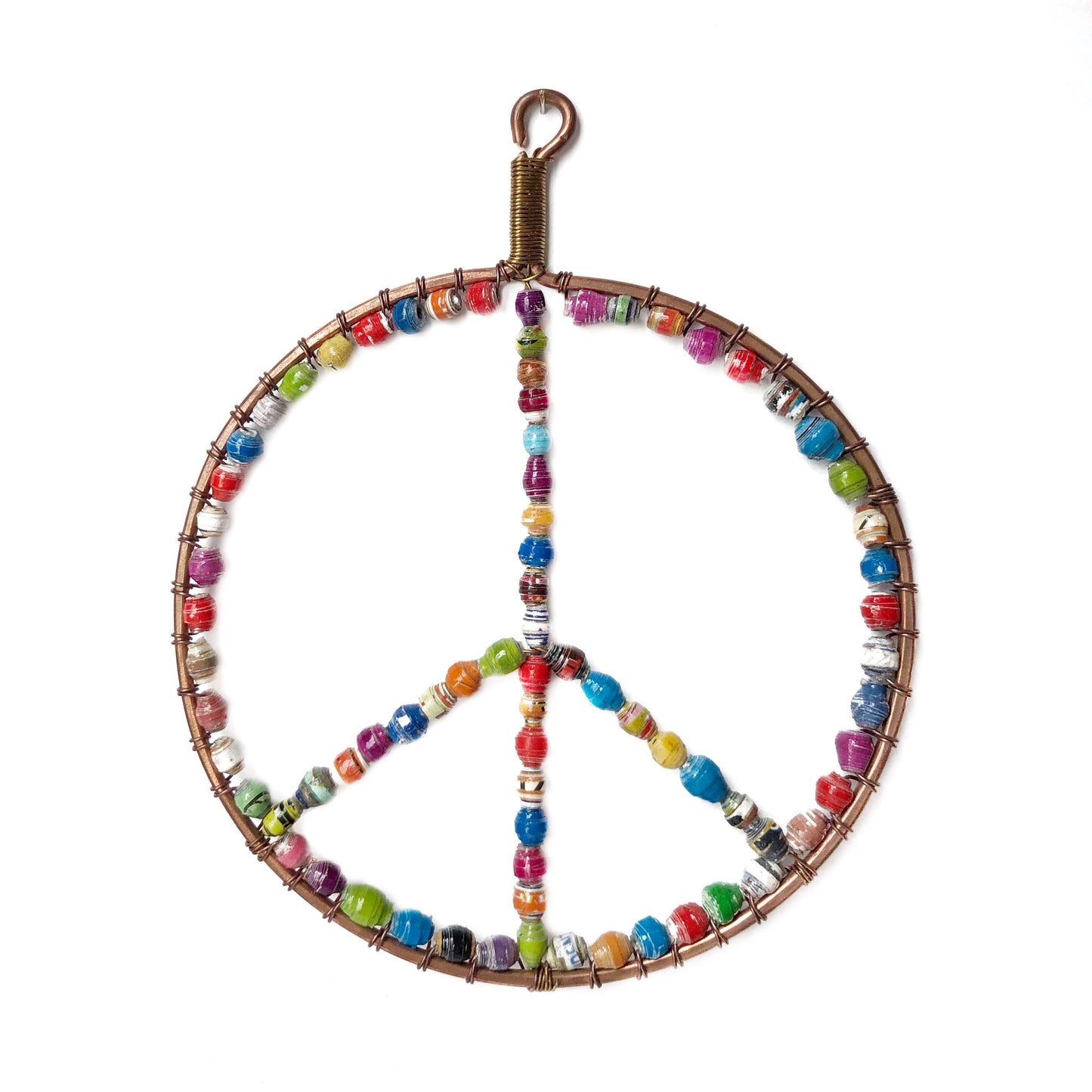 Peace Sign Round Paper Bead Ornament