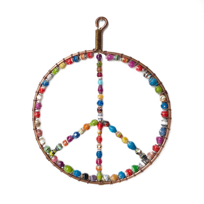 Peace Sign Round Paper Bead Ornament