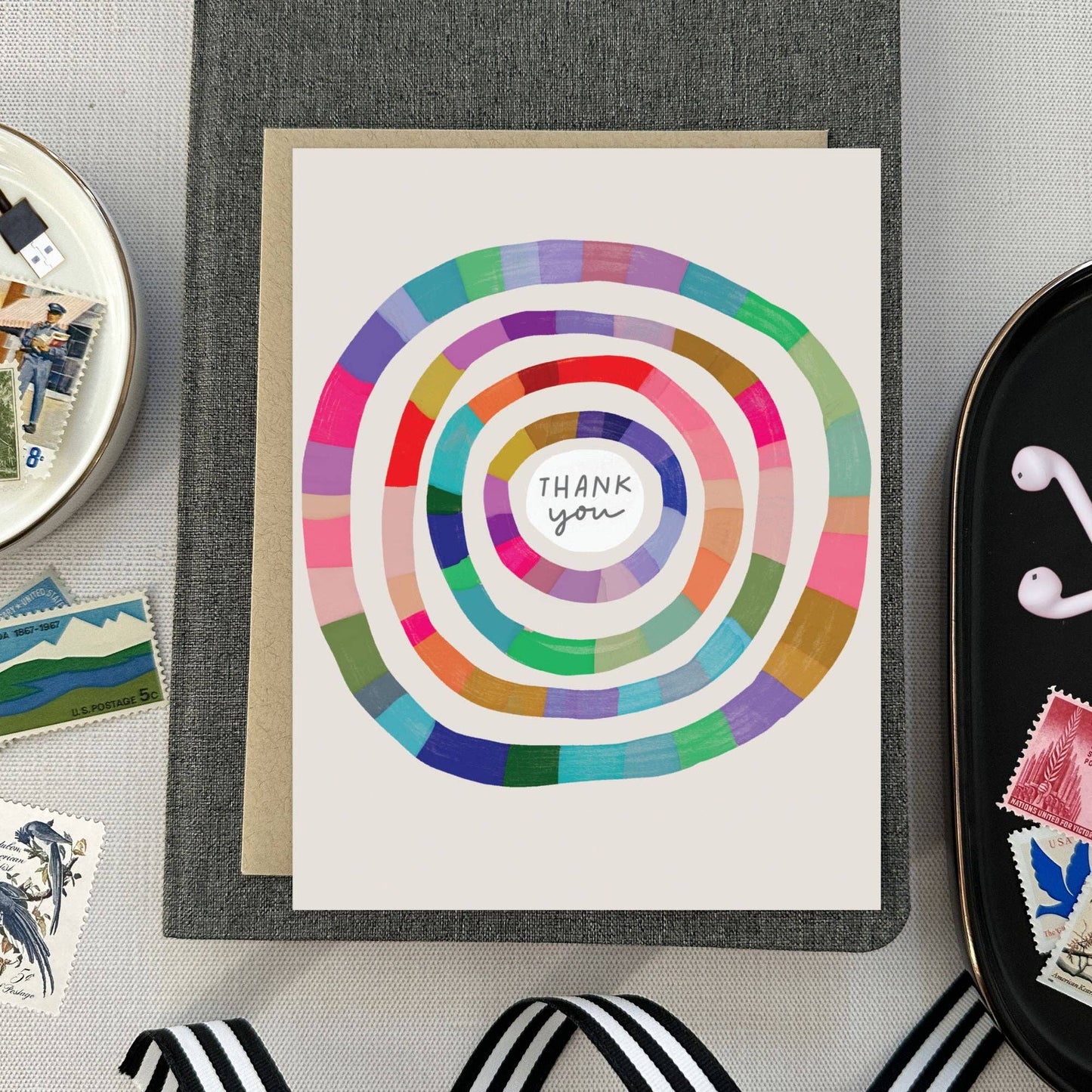 Colorful Rings Thank You Boxed Greeting Card Set
