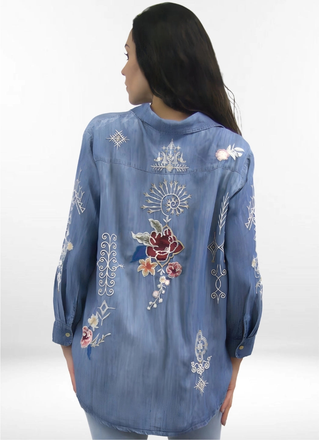 Keke Denim Embroidered Shirt | Caite
