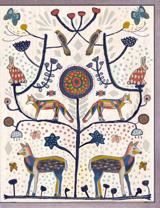 Forest Animals Folk Tree Card