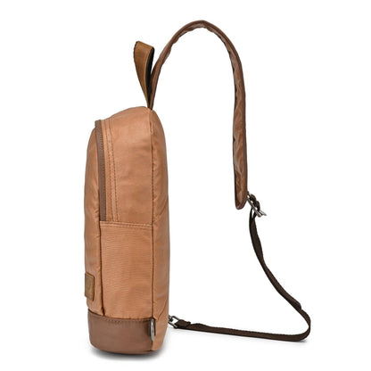 Coated Canvas Sling Bag in Burgundy