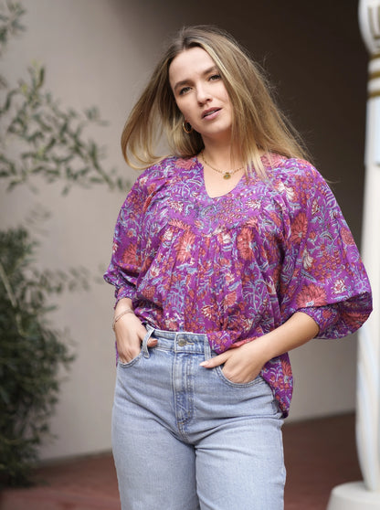 Anjou Cotton One Size Top in Magenta
