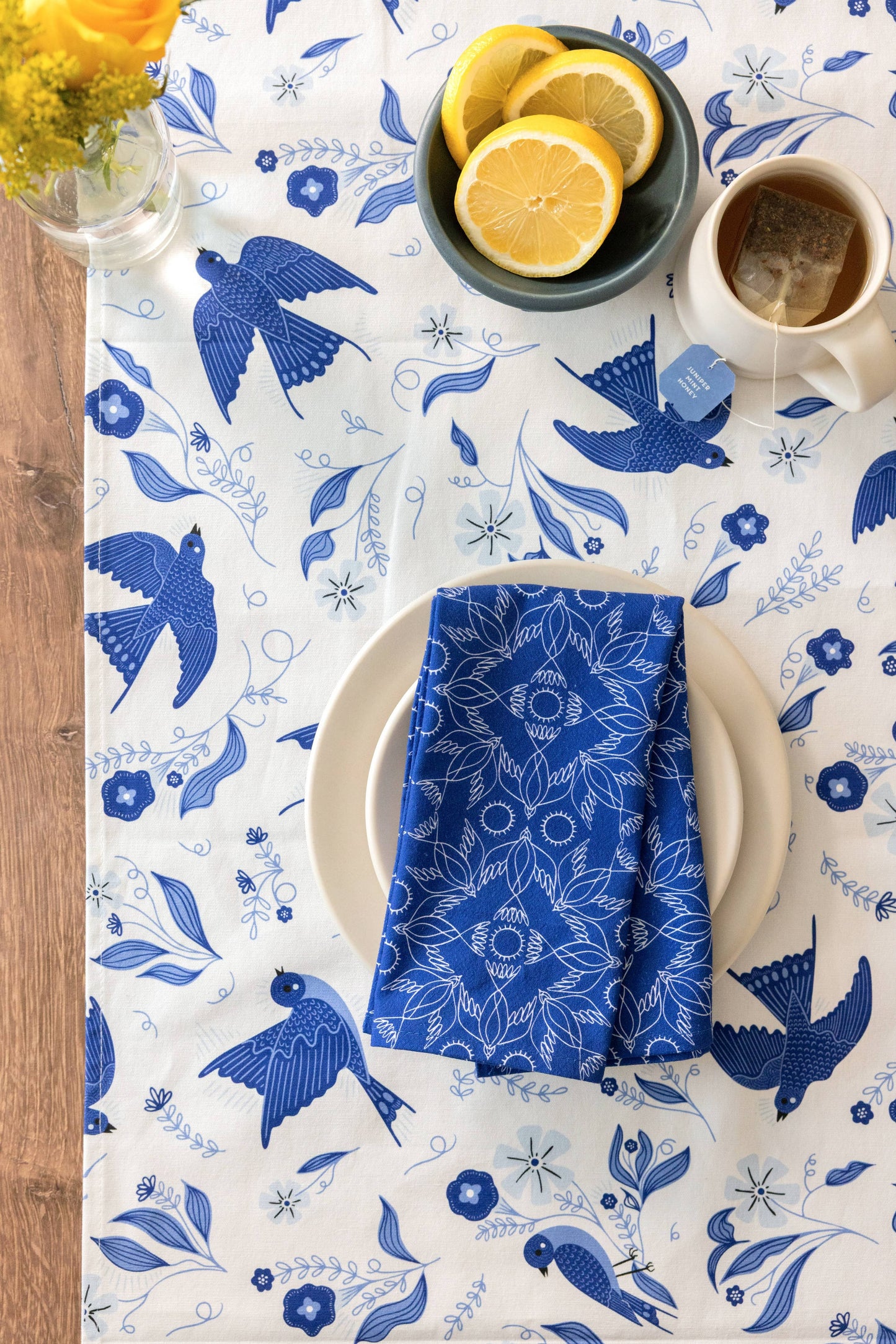 Blue Songbird Table Runner