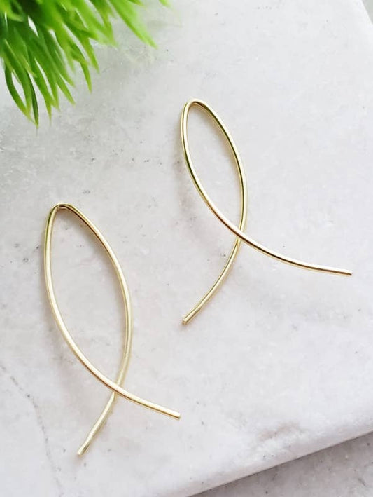 Gold Wishbone Hoop Earrings