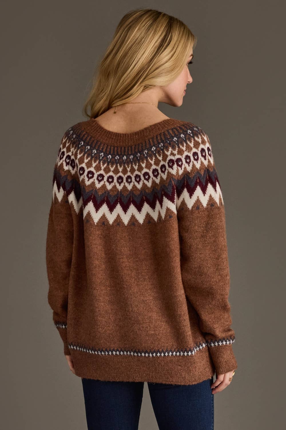 Brown & Burgundy Fair Isle Sweater