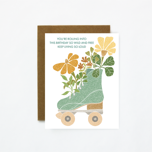 Wild and Free-Roller Skate Birthday Greeting Card