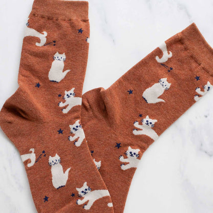 Rust Cat Meow Socks