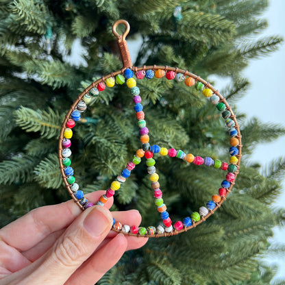 Peace Sign Round Paper Bead Ornament