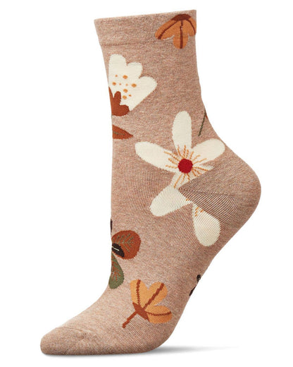 Oatmeal Floral Crew Socks