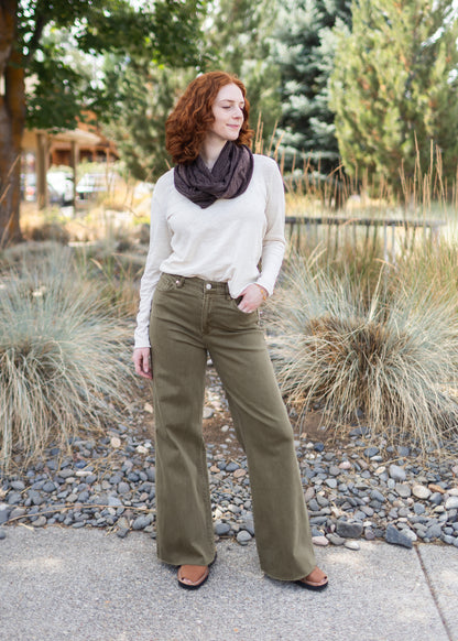 Fiona Raw Edge High Rise Jean in Olive | Dear John