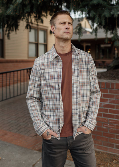 Long Sleeve Button Up Shirt in Rust Multi | Liverpool