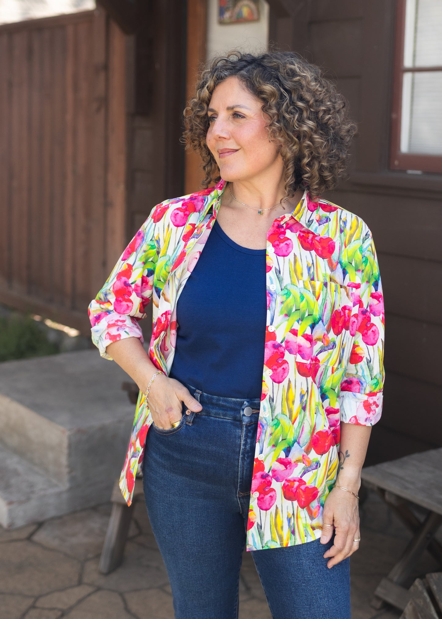Pink Tulip Cotton Button-Up Shirt | APNY