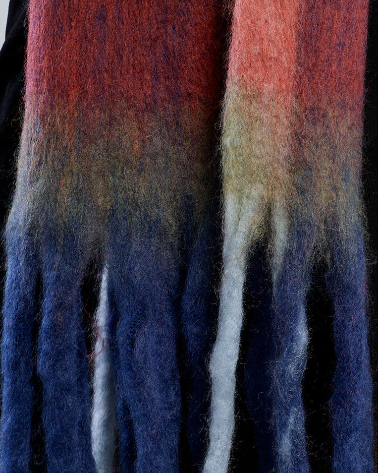 Long Fringed Scarf in Dark Red