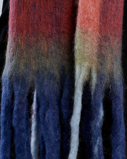 Long Fringed Scarf in Dark Red