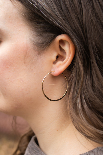 Hammered Wire Hoops: Gold Filled / 44mm