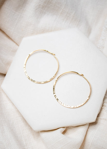 Hammered Wire Hoops: Gold Filled / 44mm