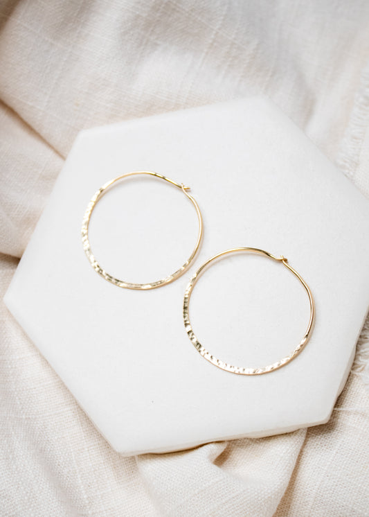 Hammered Wire Hoops: Gold Filled / 44mm