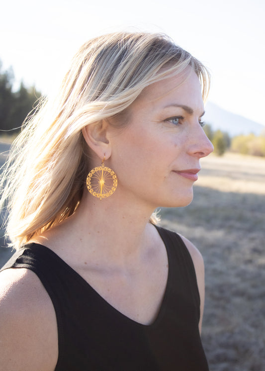 Handmade Filigree Circle Earrings in Gold Plate | Jane Diaz