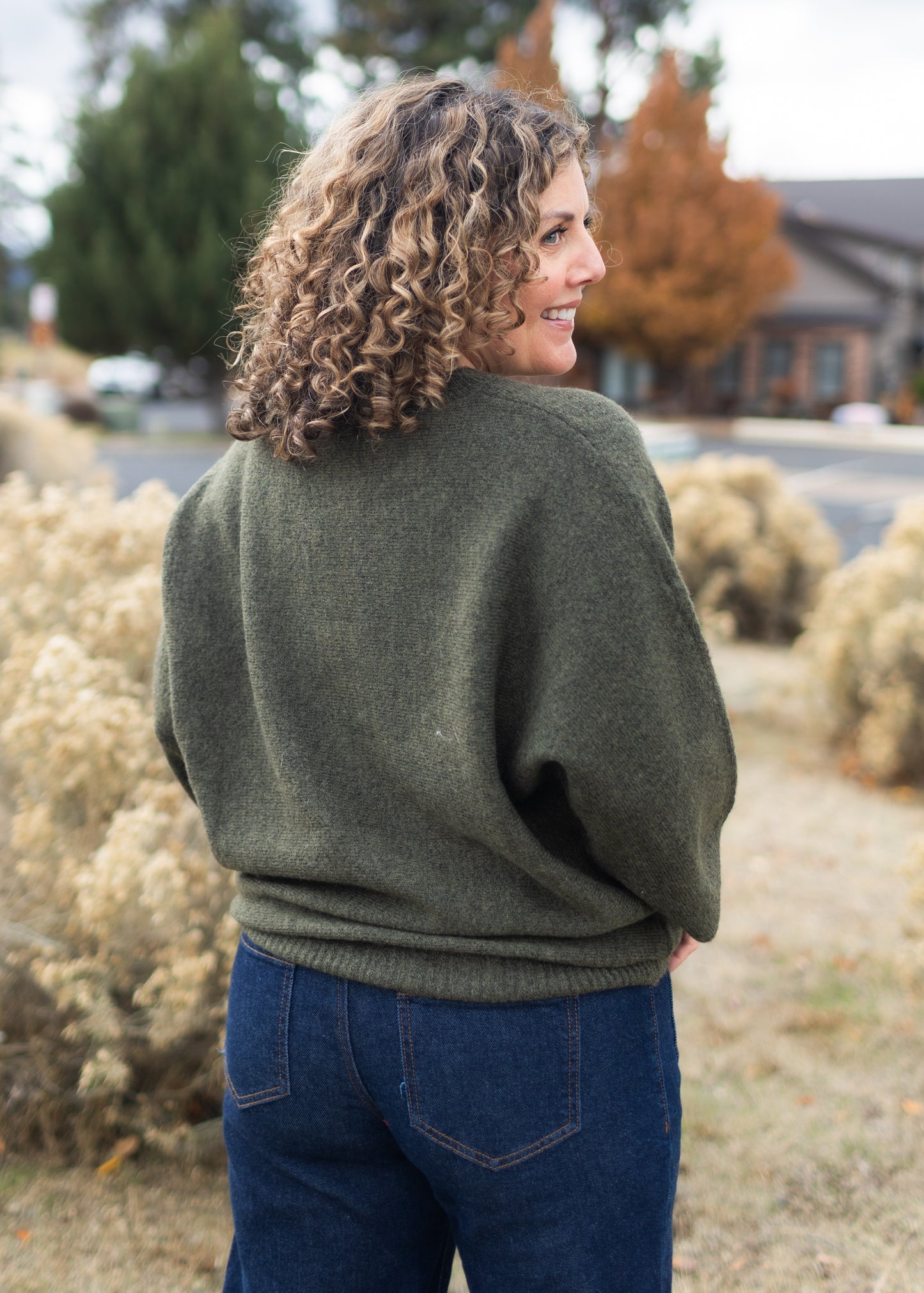 Cati Dark Green Sparkle Sweater