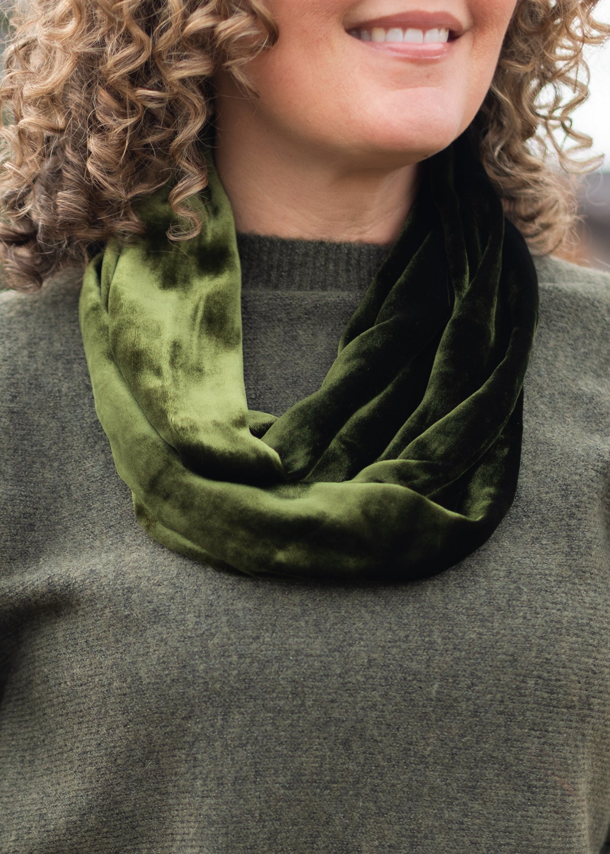 Velvet Infinity Scarf in Pine