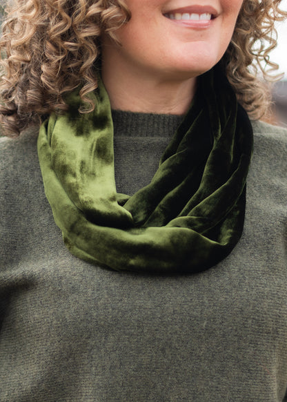 Velvet Infinity Scarf in Pine