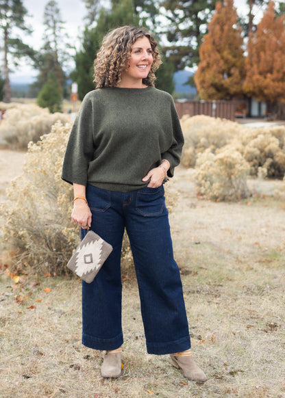 Cati Dark Green Sparkle Sweater