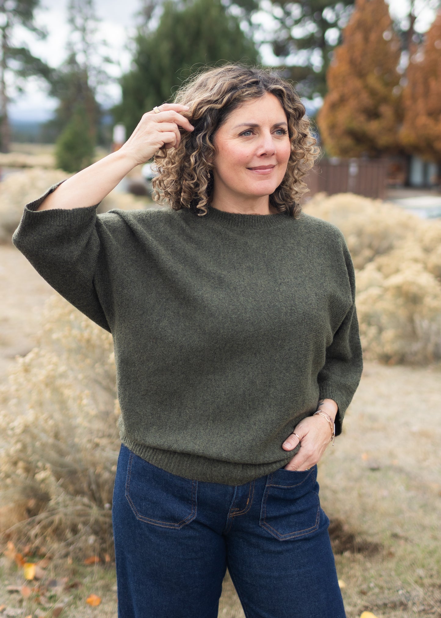 Cati Dark Green Sparkle Sweater