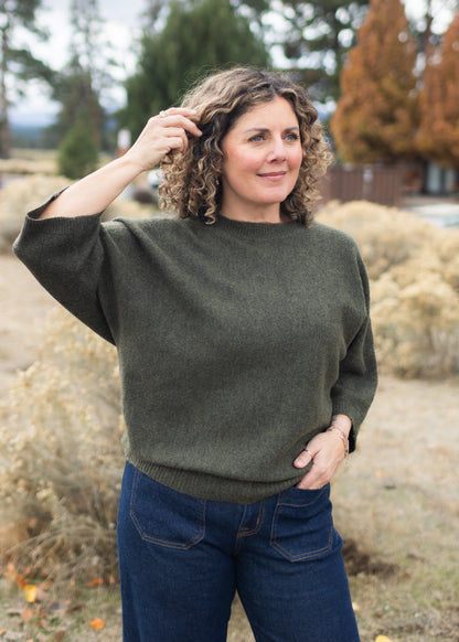 Cati Dark Green Sparkle Sweater