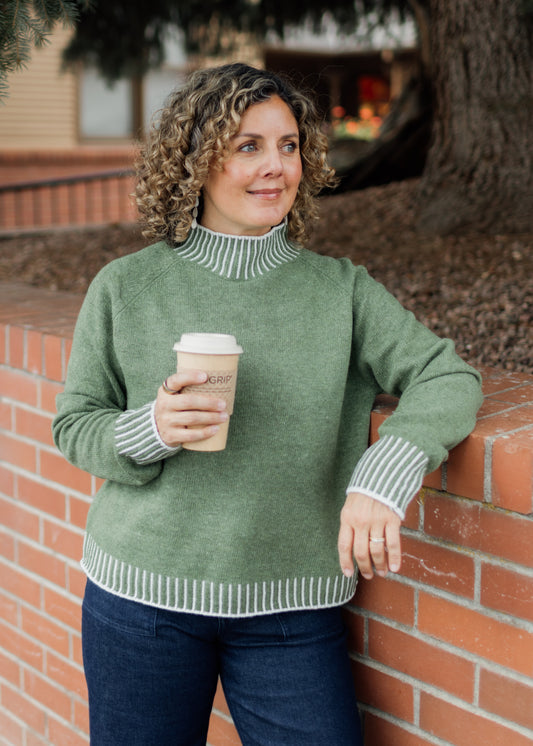 Piano Hem Sweater in Green