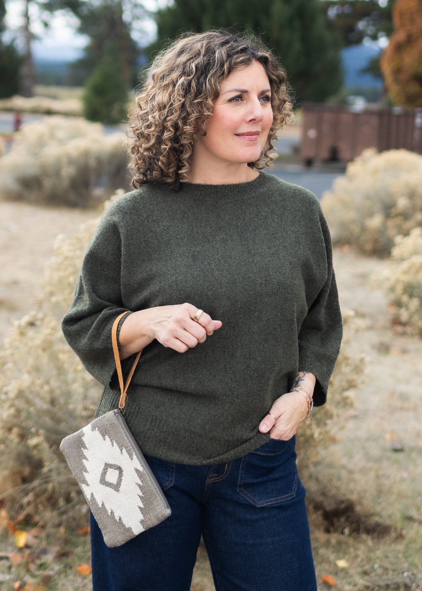 Cati Dark Green Sparkle Sweater