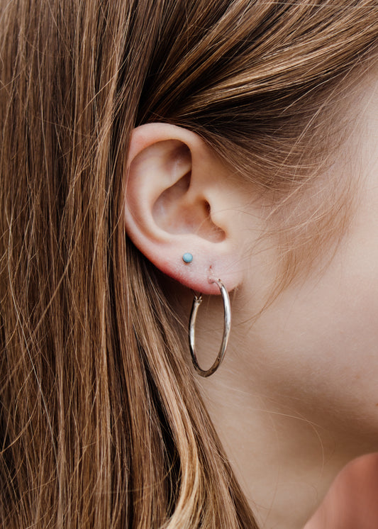 Silver Hinged Hammered Hoop - 30mm