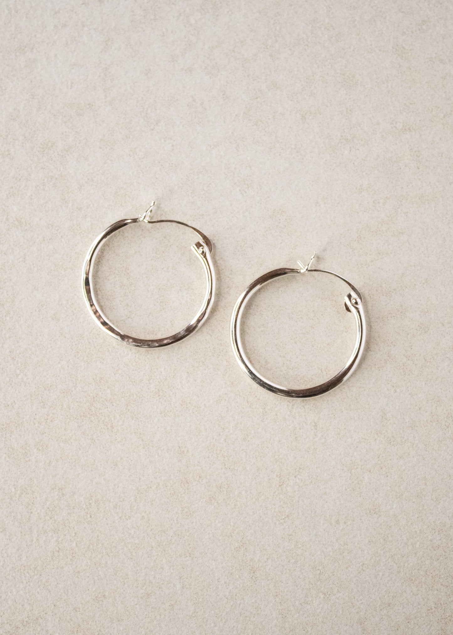 Sterling Silver Hinged Hammered Hoop - 25mm