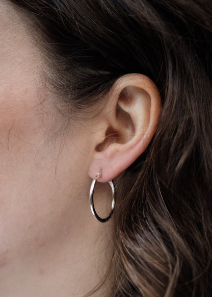 Sterling Silver Hinged Hammered Hoop - 25mm