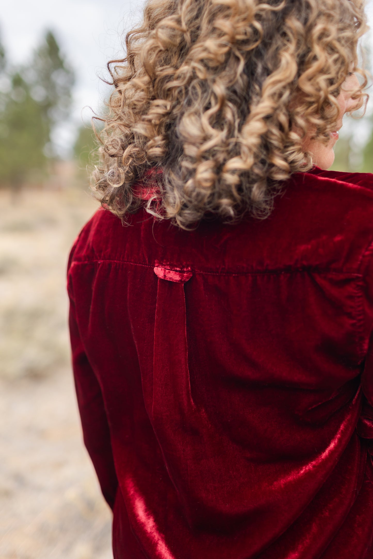 Galina Velvet Shirt in Burgundy | Dear John