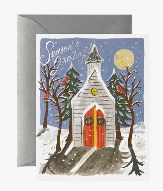 Winter Chapel Greetings Card